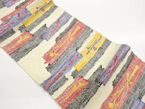 手織り真綿紬変わり横段模様織出し名古屋帯